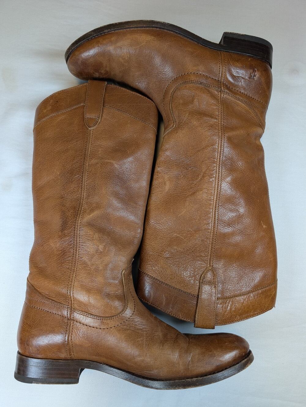 Frye Melissa Pull-On Tall Leather Boots Women's Size 7 B Brown USA Riding